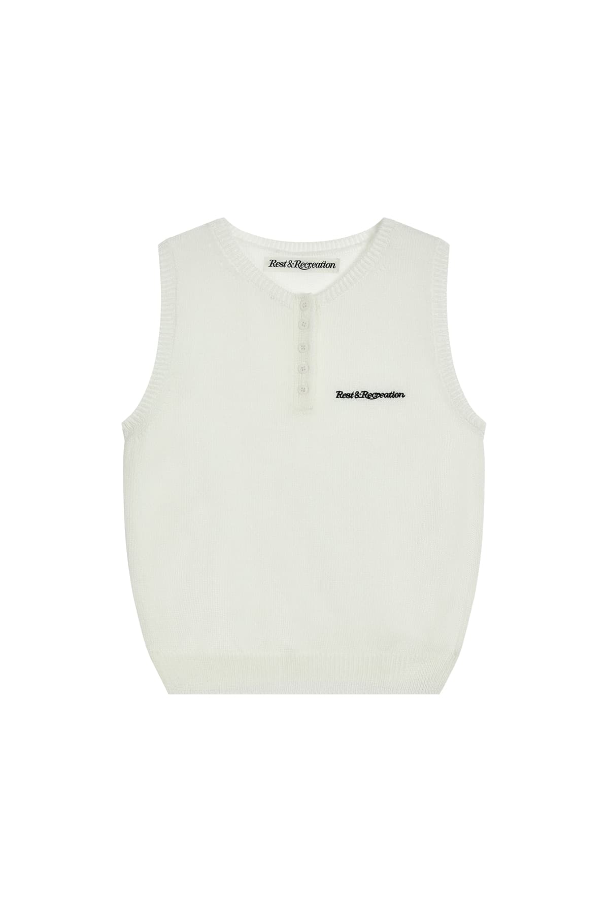 HALF BUTTON-UP KNIT VEST - IVORY