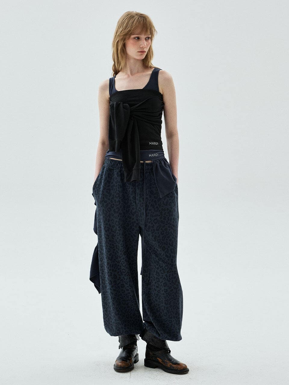 JOGGER PANTS LEOPARD DOUBLE LABEL_NAVY