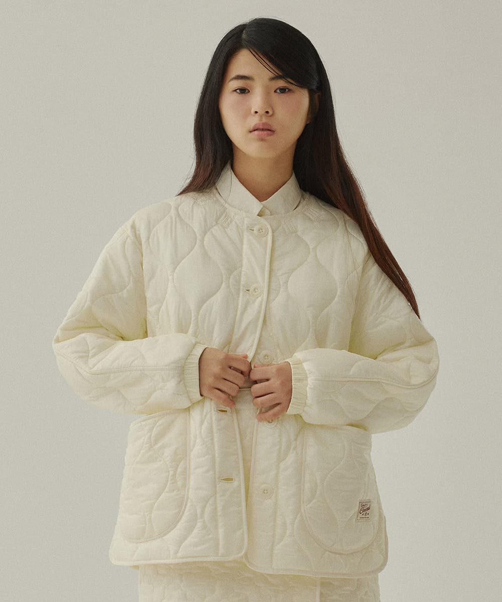 우먼 카라리스 퀼팅 자켓 Light Yellow