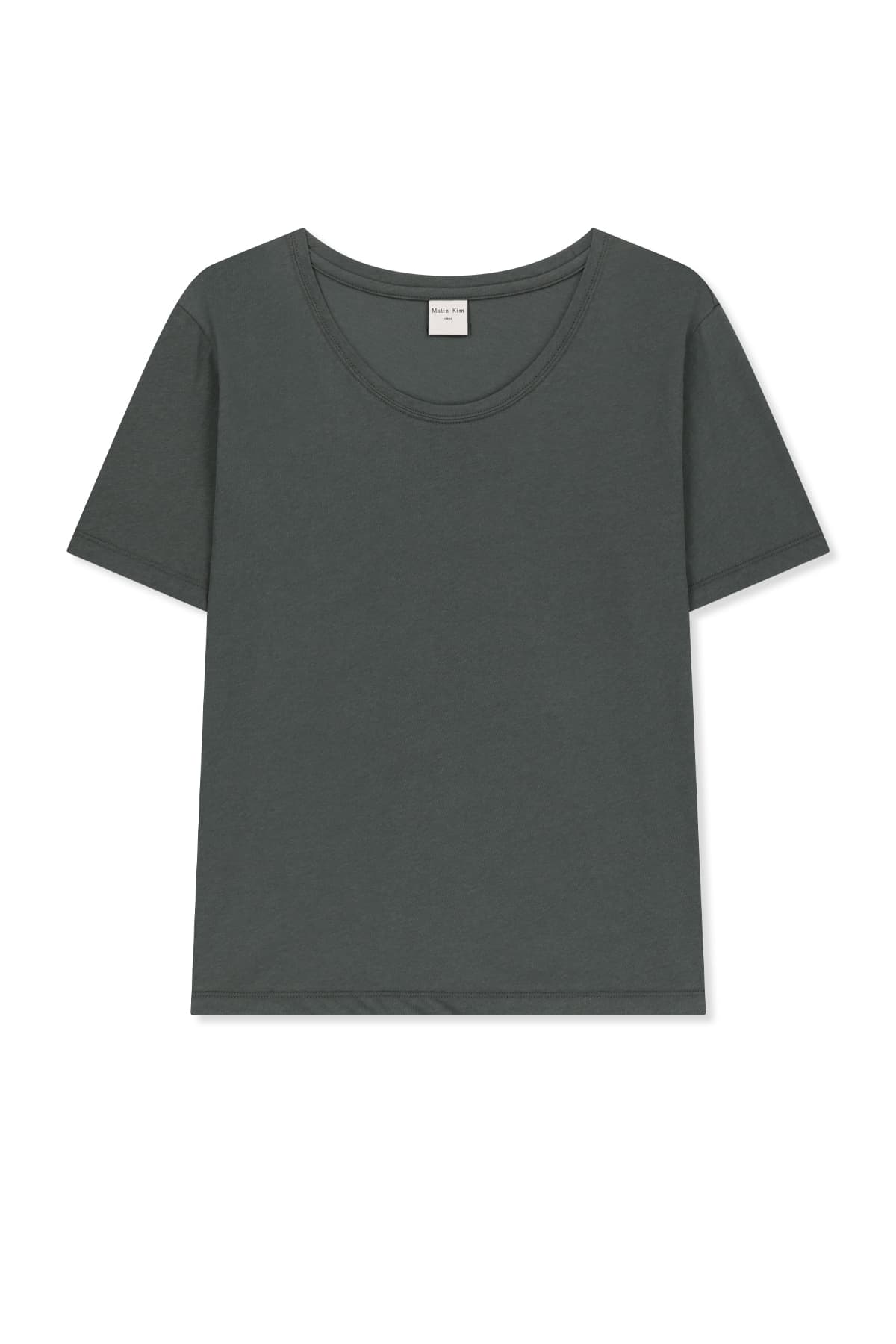LABEL POINT U NECK TOP IN CHARCOAL