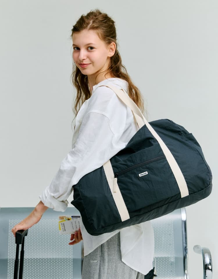 sheer nylon duffle bag - dark grey (L)