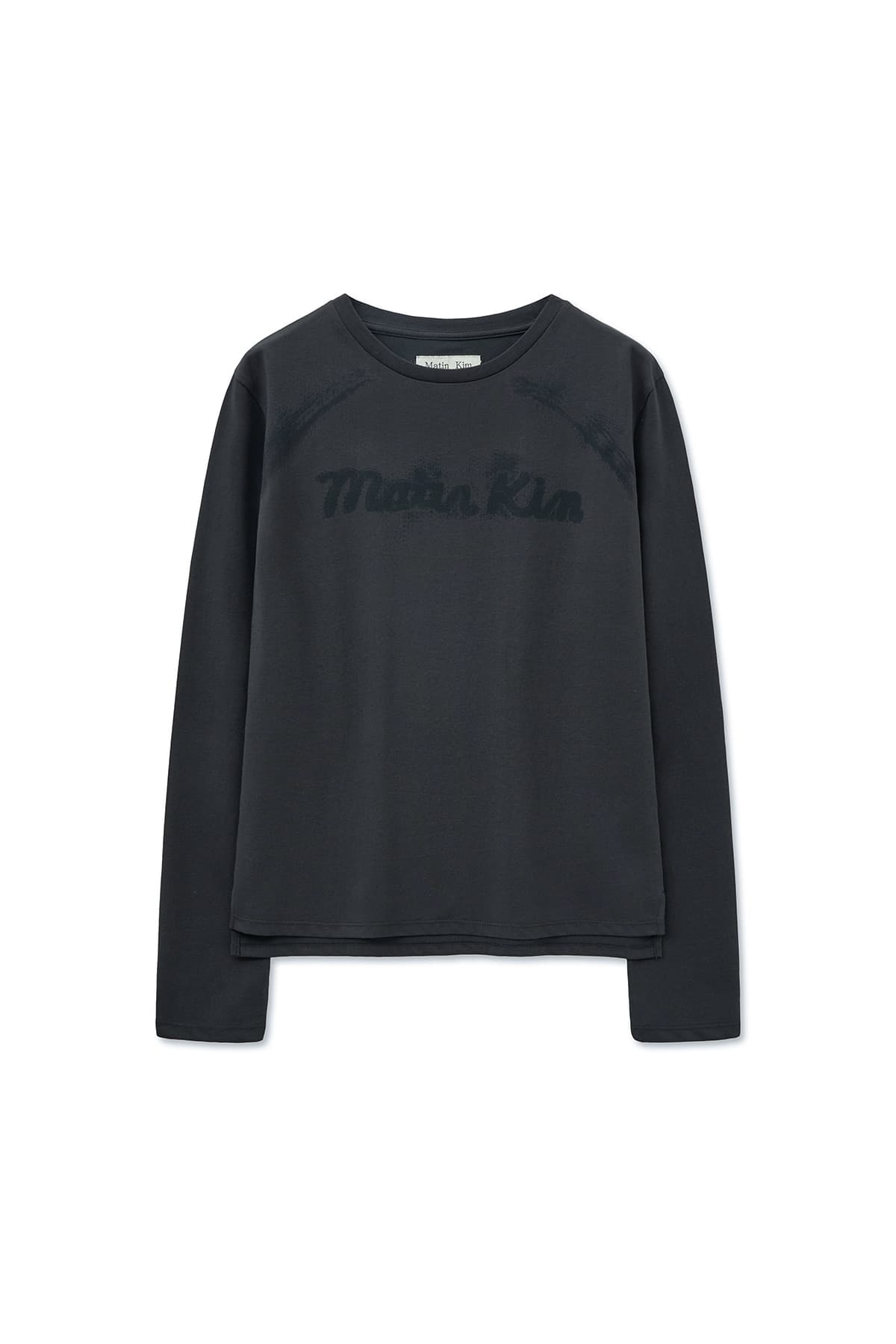 LETTERING GRAPHIC LONG SLEEVE TOP FOR WOMEN IN CHARCOAL