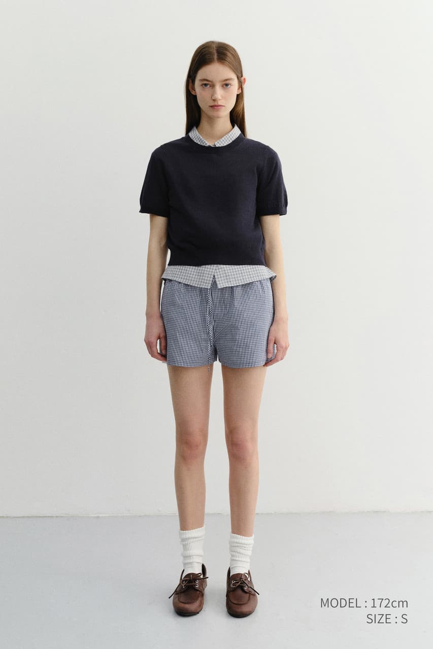 PAJAMA MINI SHORTS NAVY CHECK_UDPA6B248N2
