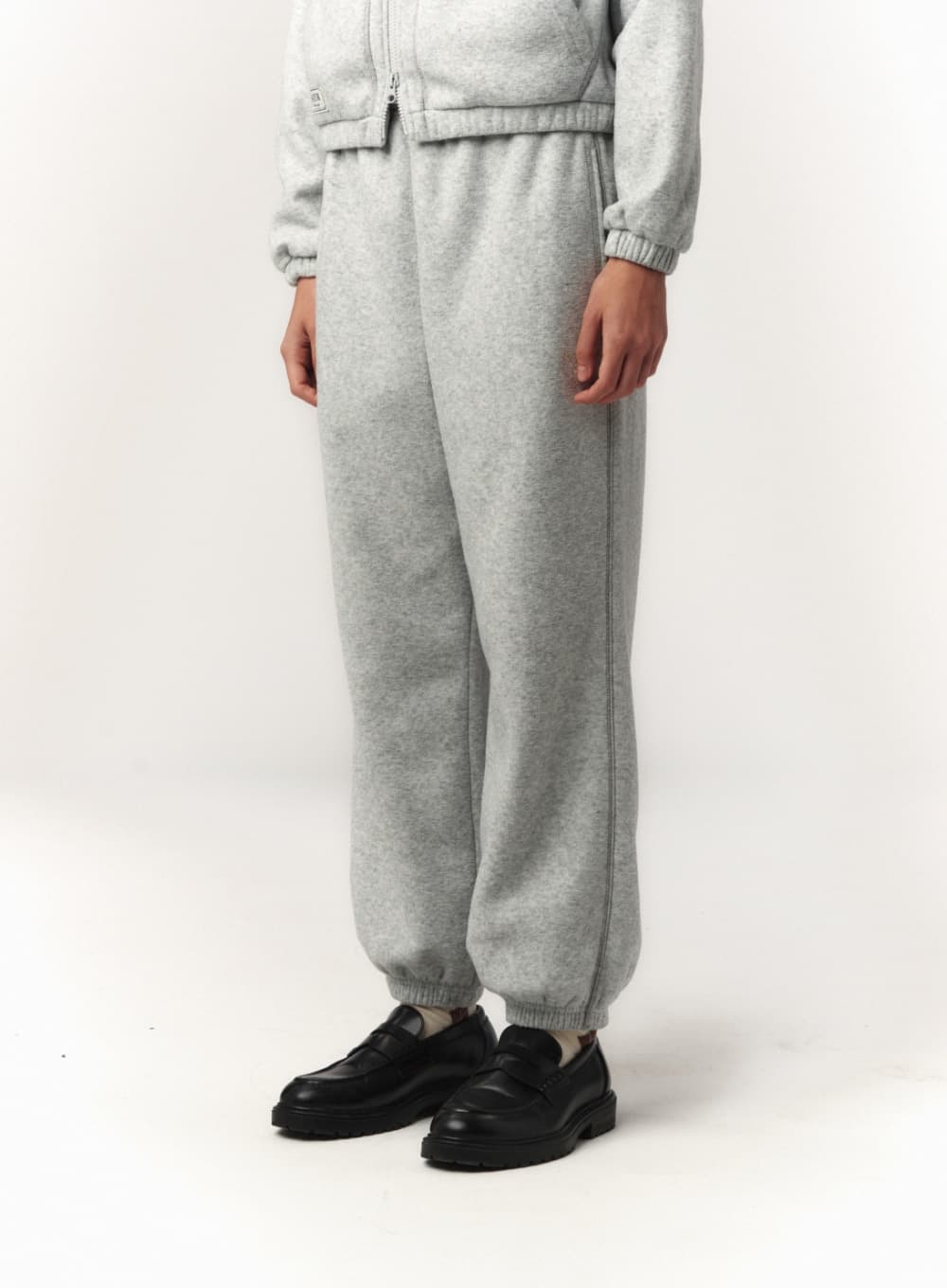 (W) Teo Brushed Fleece Jogger Pants - Melange Gray