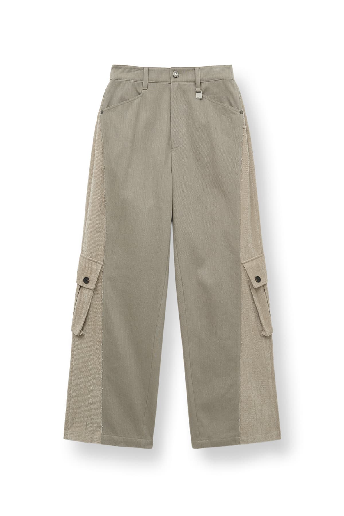 BIG POCKET TWO TONE WIDE PANTS IN BEIGE