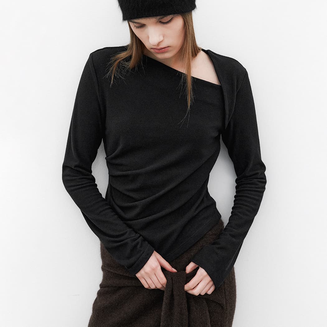 (Z-T-6949)ASH OBLIQUE LINE TEE