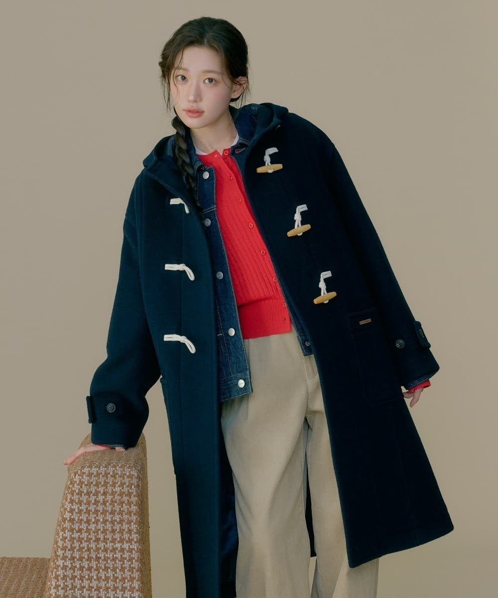 우먼 에딘 울 더플코트 Navy