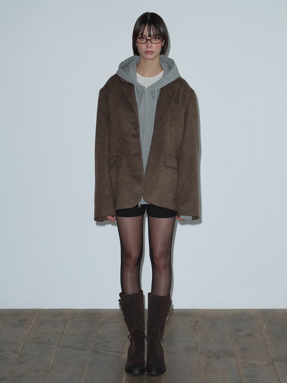 CLASSIC SINGLE WOOL JACKET (BROWN)