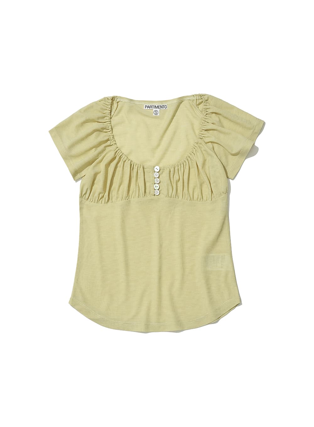 BUTTON-UP GATHERING TOP_LEMON