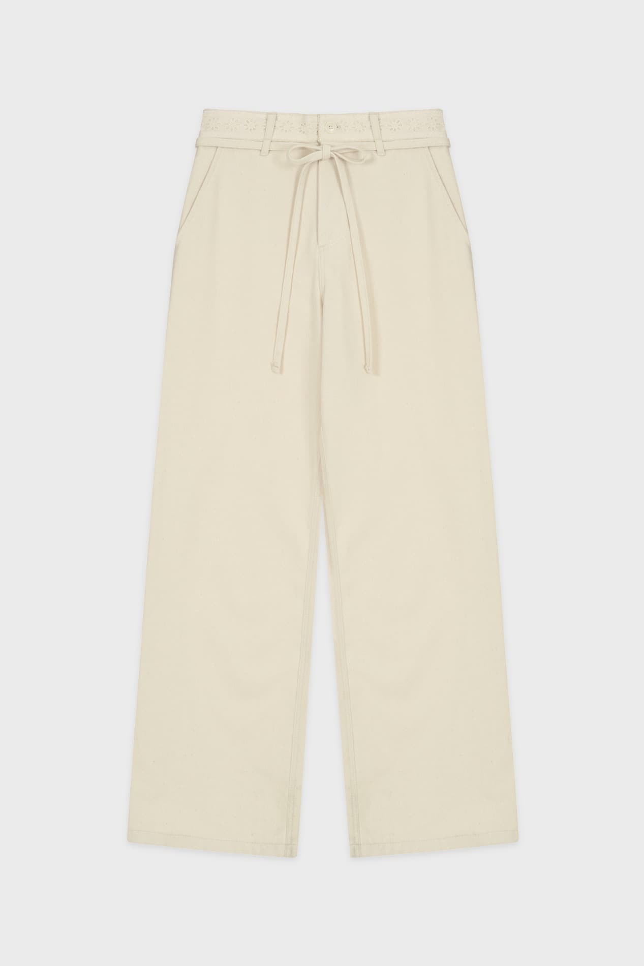 Lace Cotton Pants (Ivory)