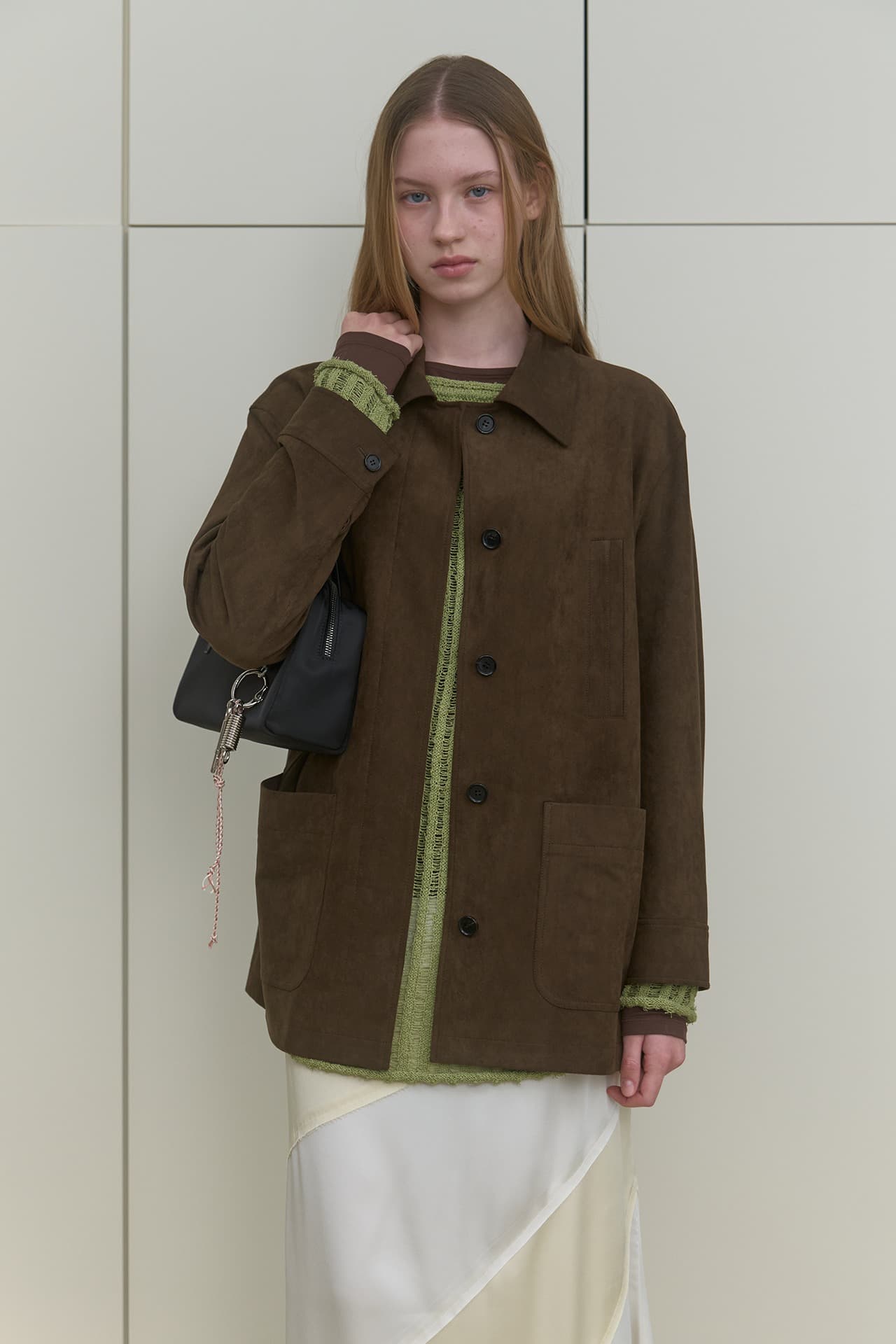 SUEDE SINGLE HALF JACKET_BROWN