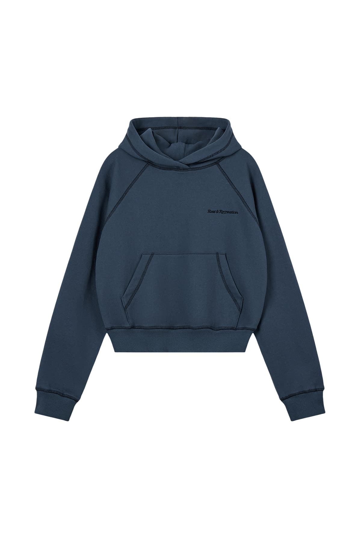 ZIG ZAG STITCH CROPPED HOOD - BLUE