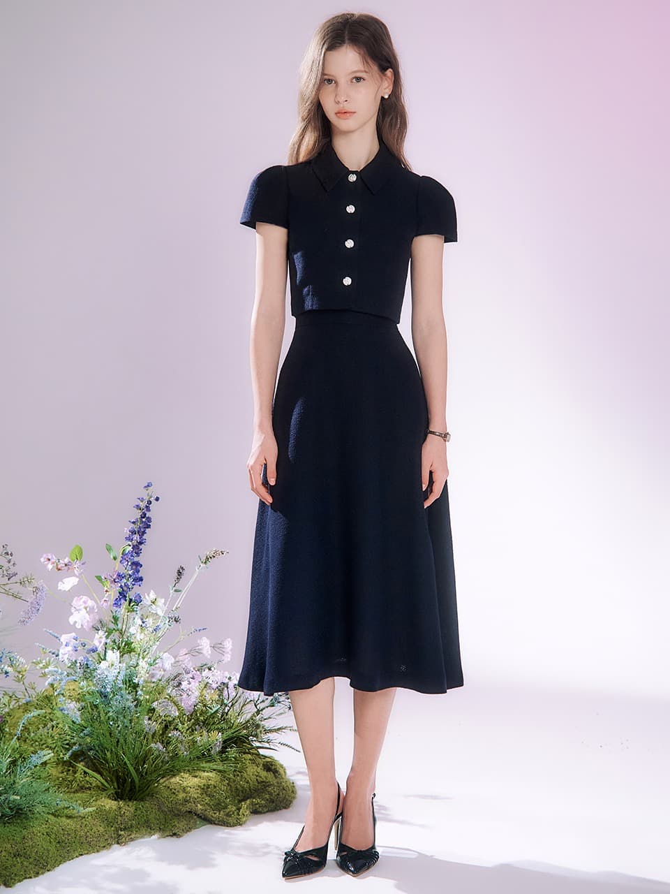 Blue Laine tweed skirt