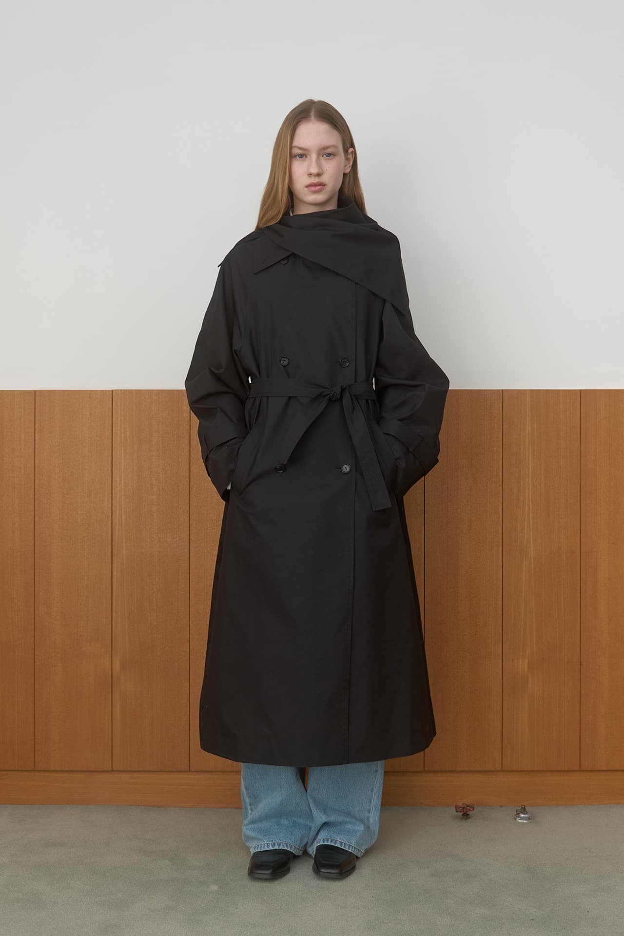 SCARF SET TRENCH COAT_BLACK