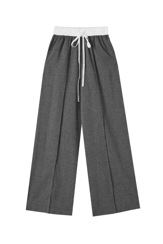 Striped banding long pants (Gray)