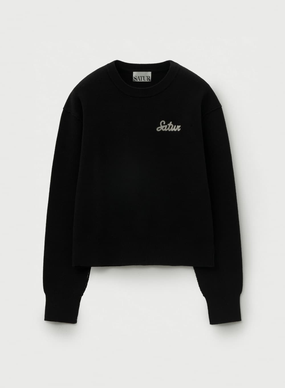 (W) Outline Basic Crew Neck Knit - Black