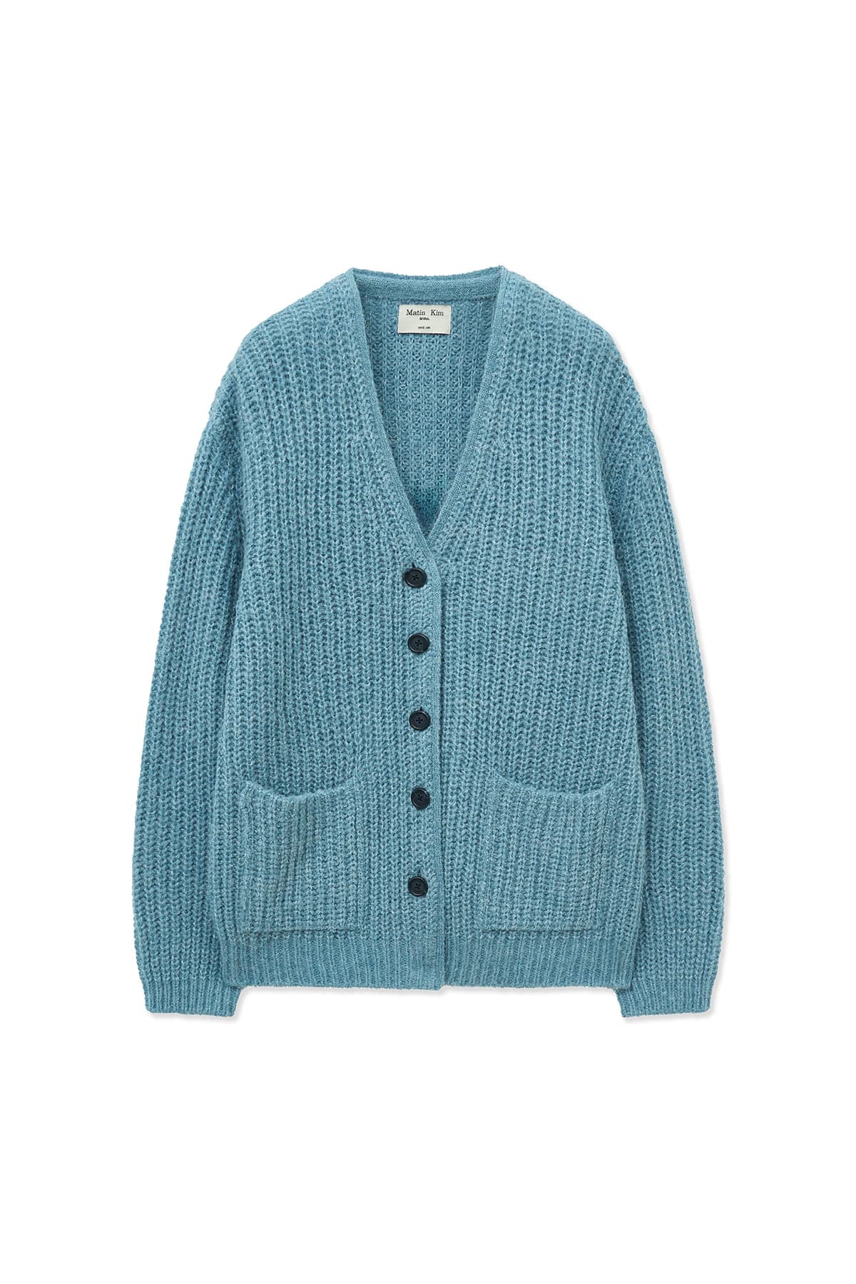 SIDE BUTTON POINT OVERFIT CARDIGAN IN LIGHT BLUE