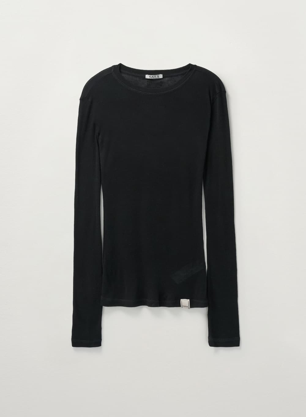 (W) Slim Fit Layered Long Sleeve - Black