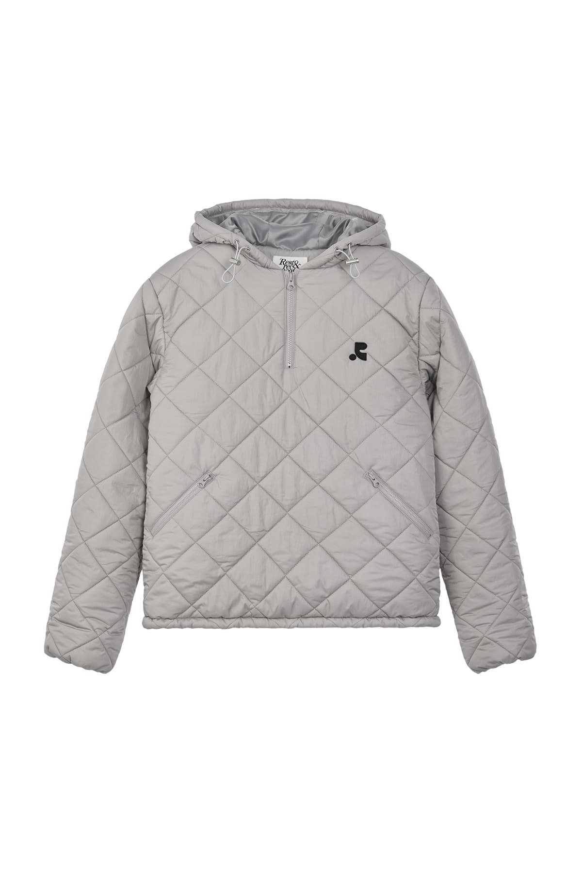 QUILTED HOODIE - LIGHT GREY