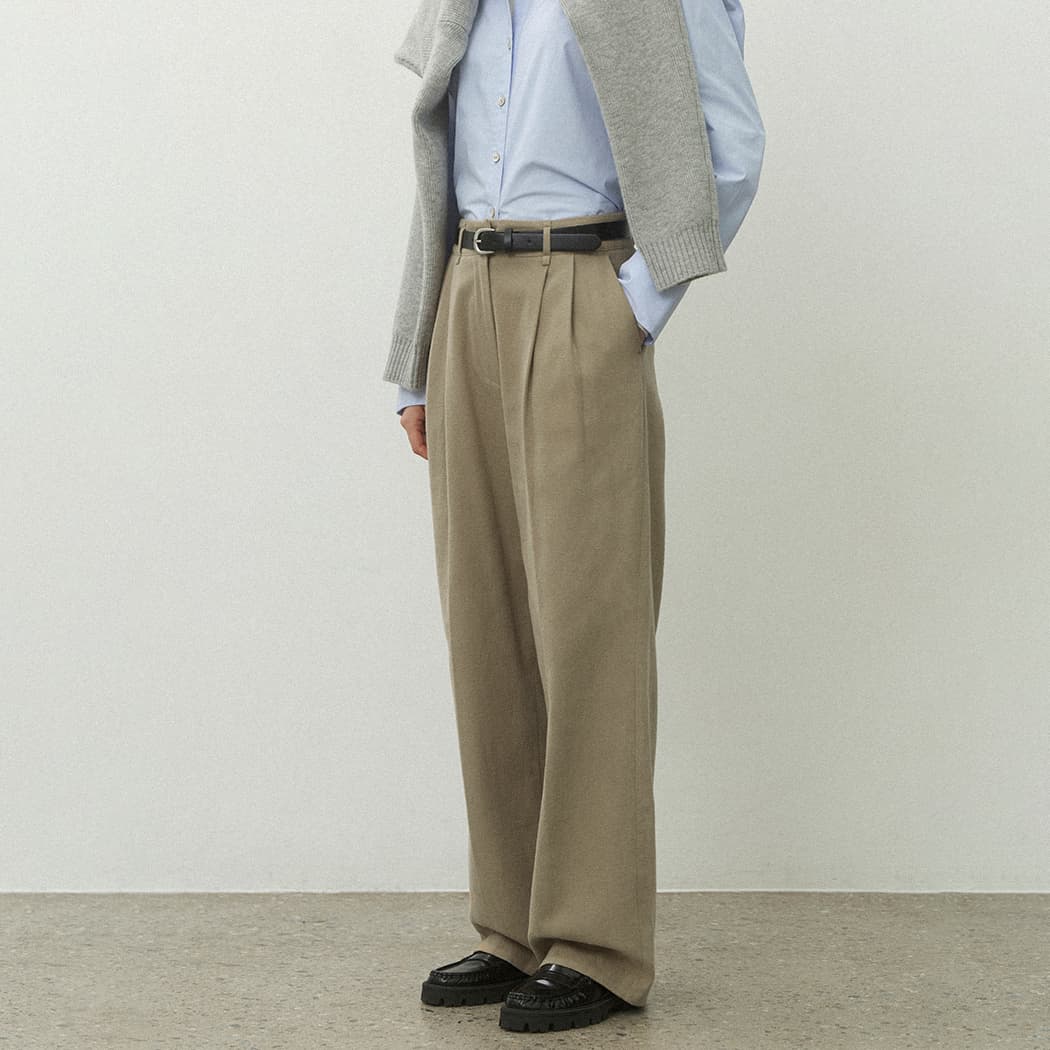 (Z-PT-5610)ESSENTIAL WARM CHINO TWO-TUCK PANTS S