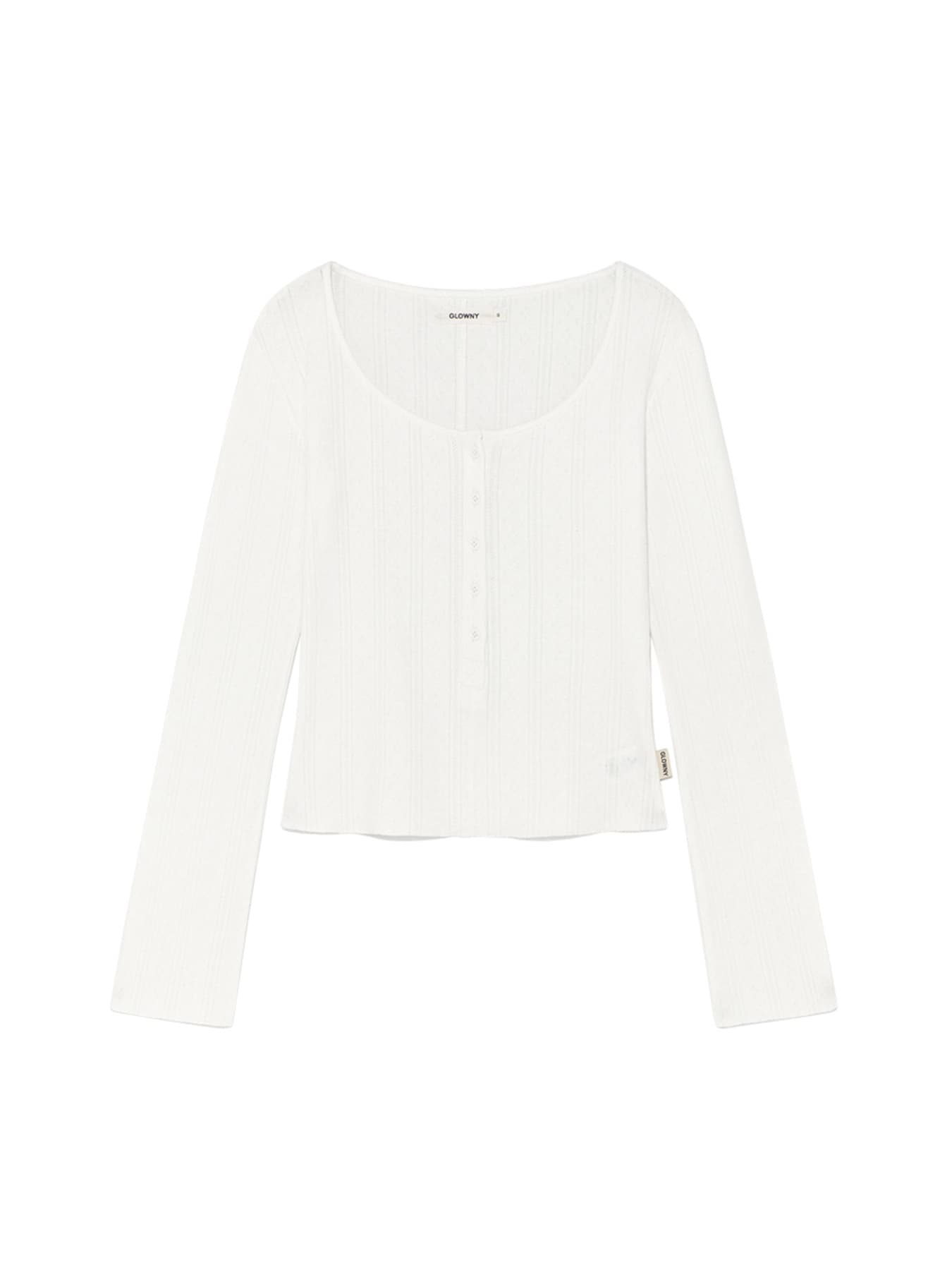 HONEY EYELET BUTTON LONG SLEEVE (WHITE)