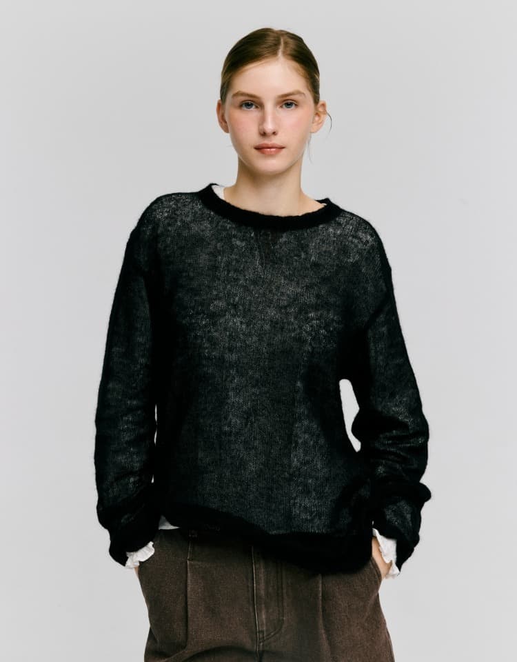 mohair blended skashi pullover - black