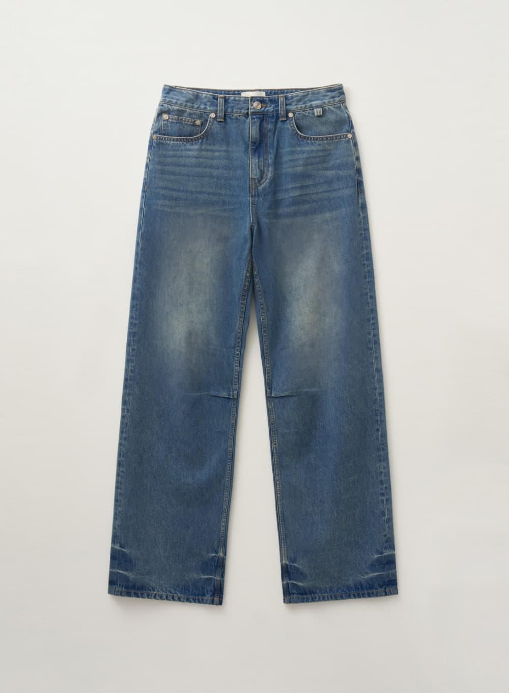 (W) Crease Hemline Wide Denim Pants - Union Washed