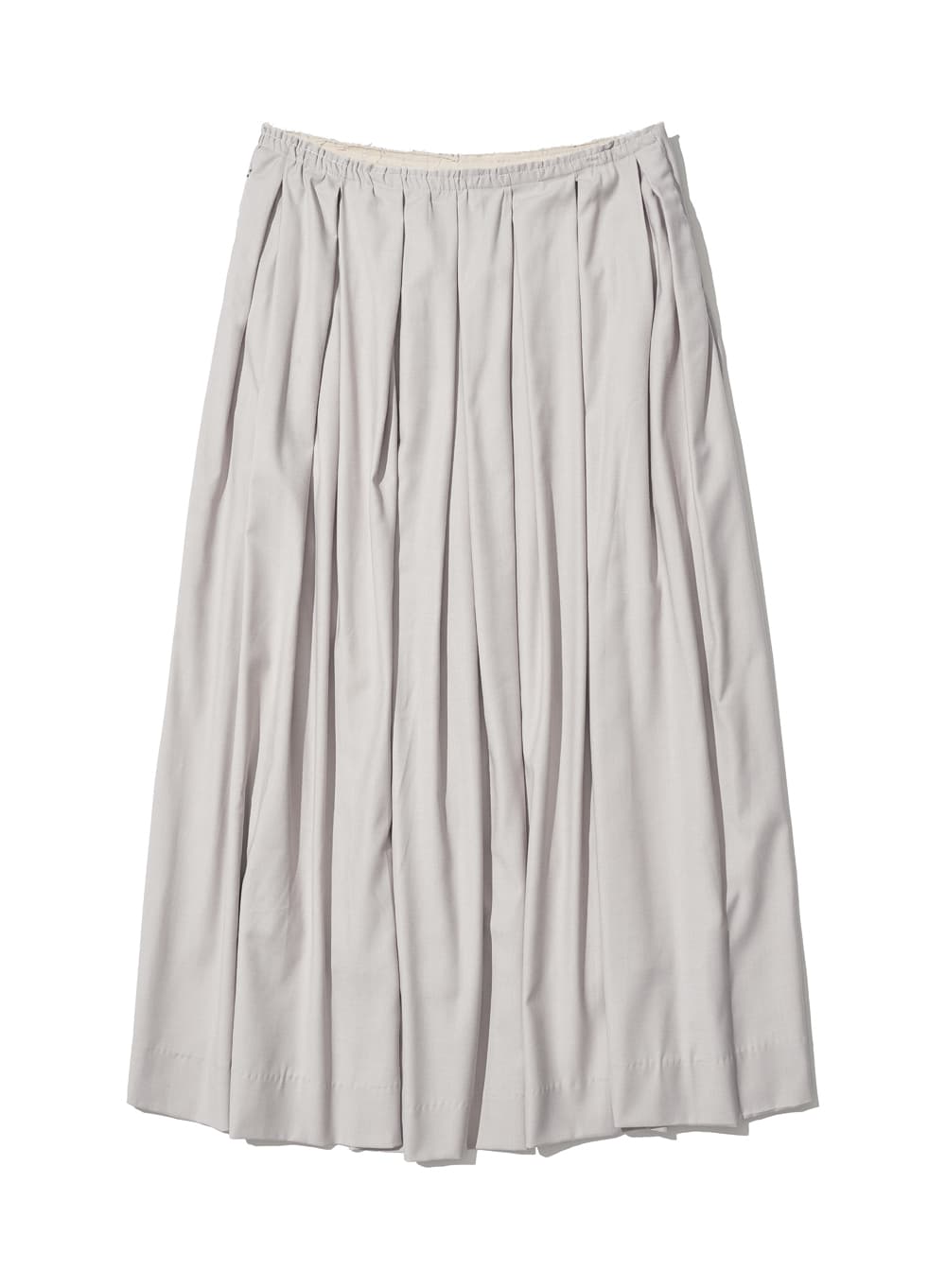 CUT OFF GATHERING PLEATS MAXI SKIRT_ECRU