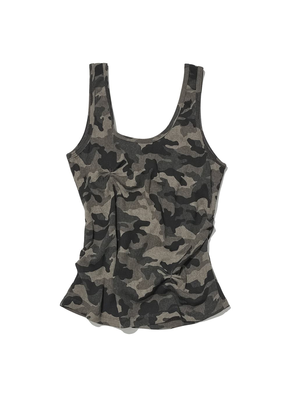 RUCHED SLEEVELESS_CAMOUFLAGE
