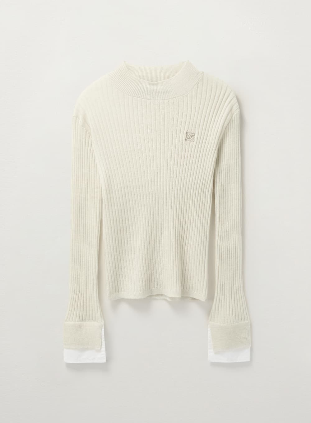 (W) Cuffs Mock Neck Knit - Cream