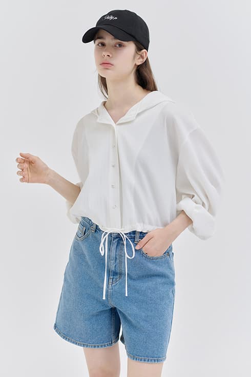 25N summer hoody crop shirts [WH]