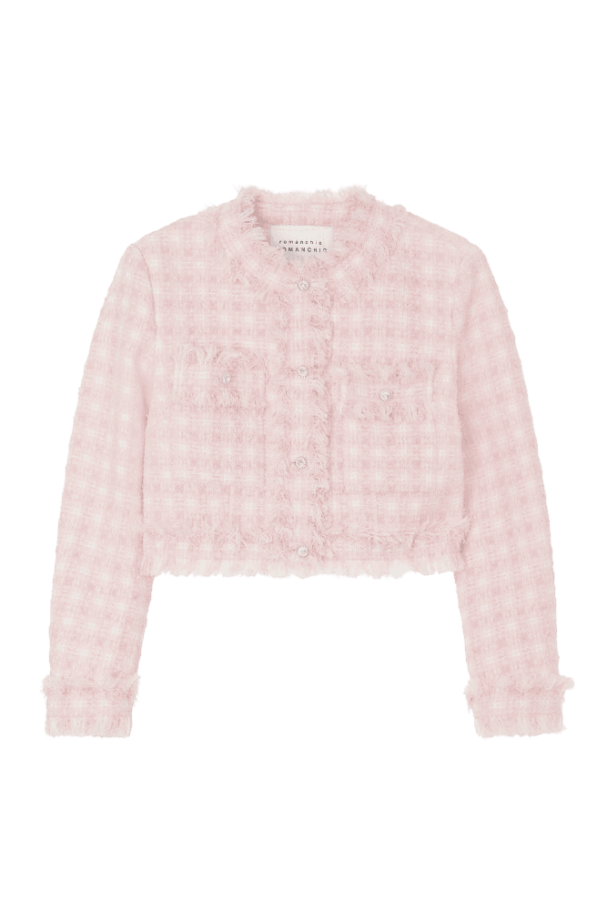 Jewelry Tweed Crop Jacket (Pink)