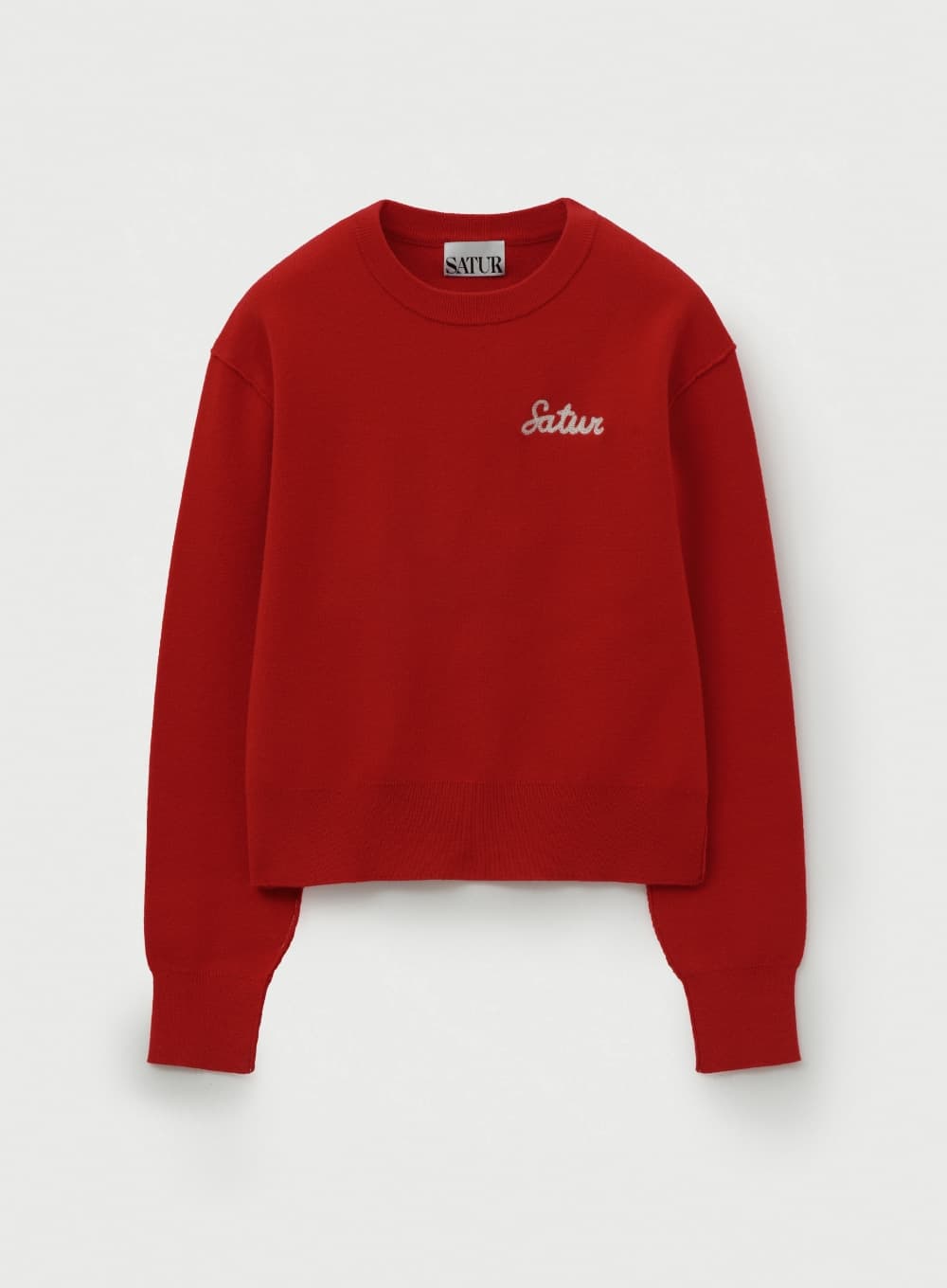 (W) Outline Basic Crew Neck Knit - Red