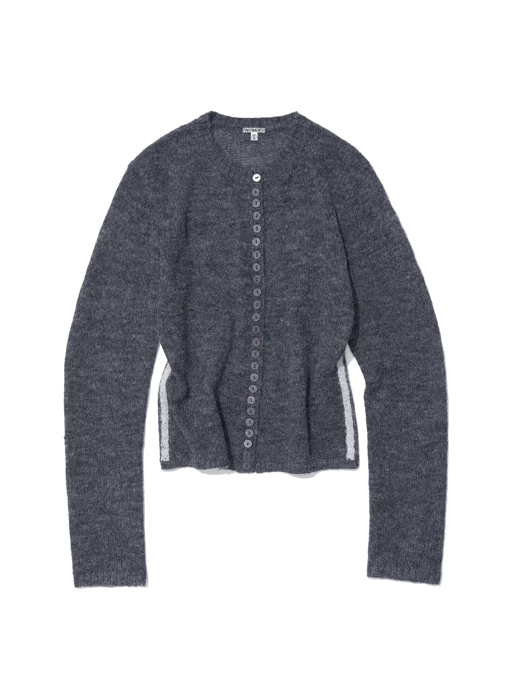93 JACQUARD SHEER KNIT CARDIGAN_CHARCOAL MELANGE