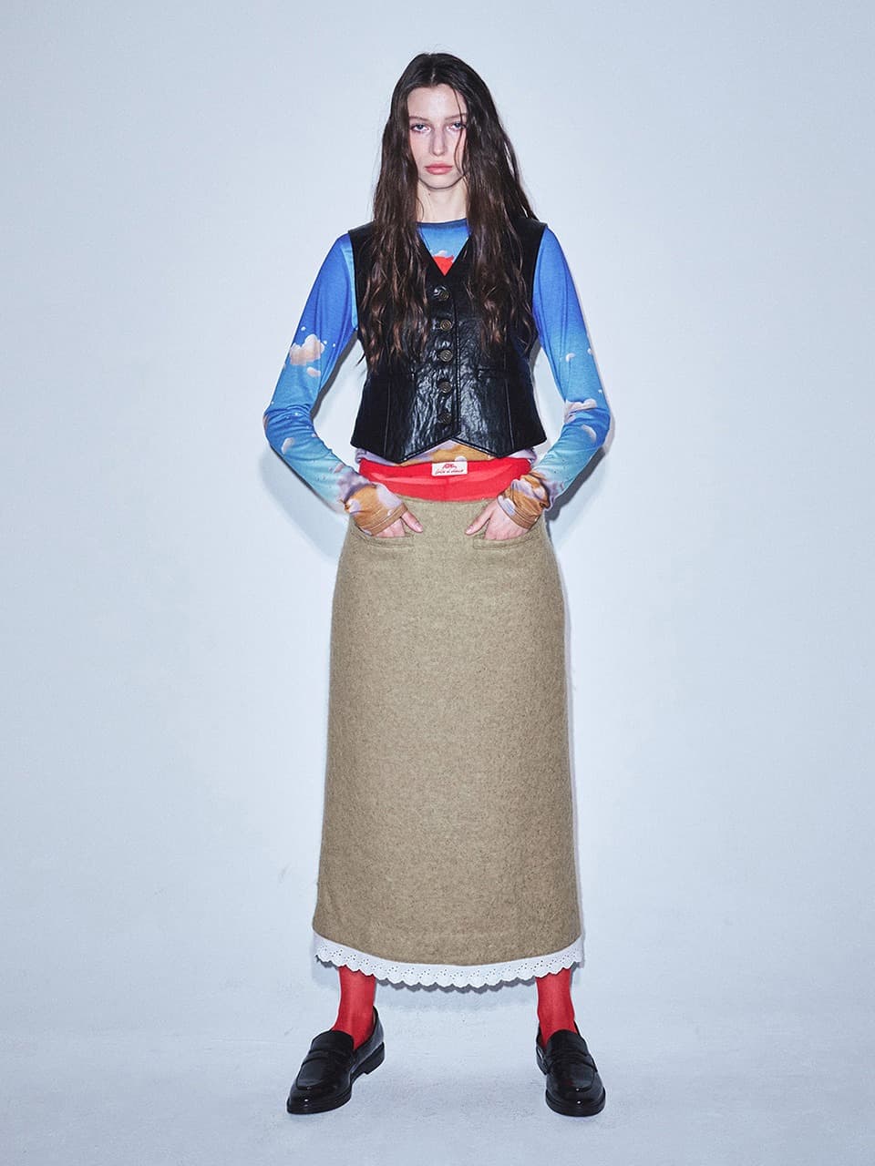 MOHAIR MAXI SKIRT LACE_BEIGE