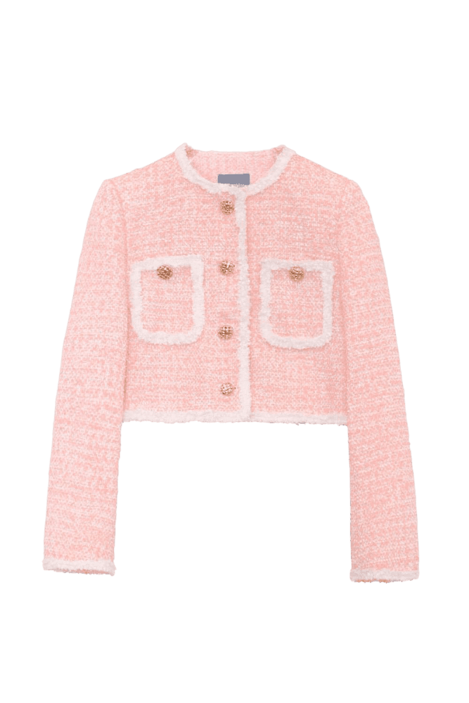 Blush Tweed Crop Jacket (Coral) 장원영, 티파니, 장도연 착용