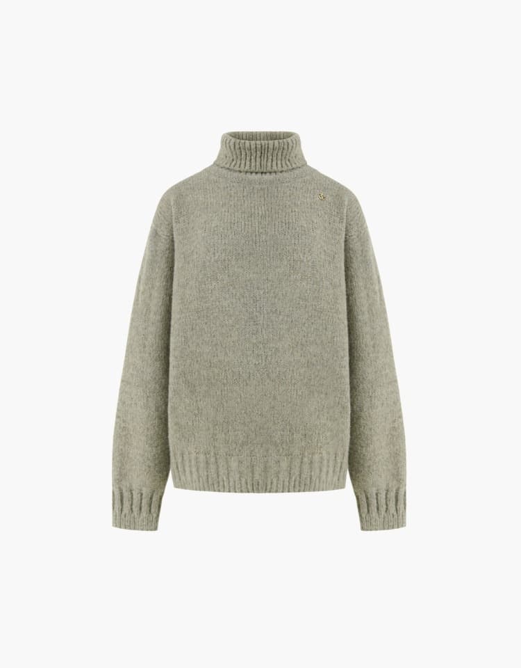heavy turtle neck knit - olive