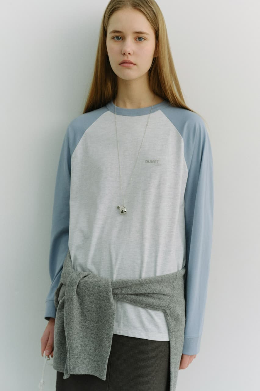 UNISEX RAGLAN T-SHIRT SKY BLUE LIGHT MELANGE GREY_UDTS6A116B1