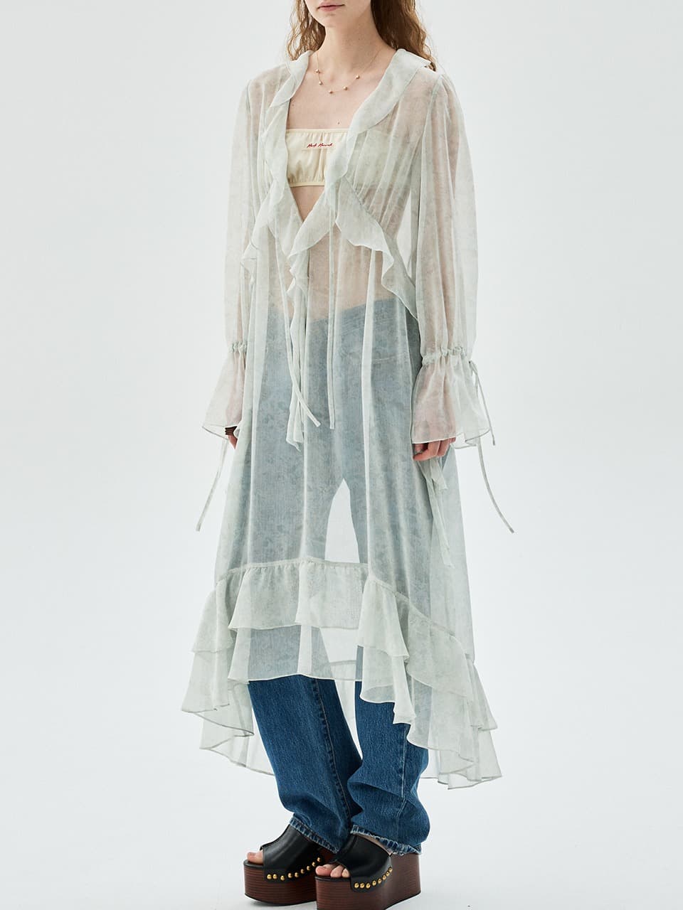 CHIFFON MAXI DRESS FLEUR FRILL_BEIGE