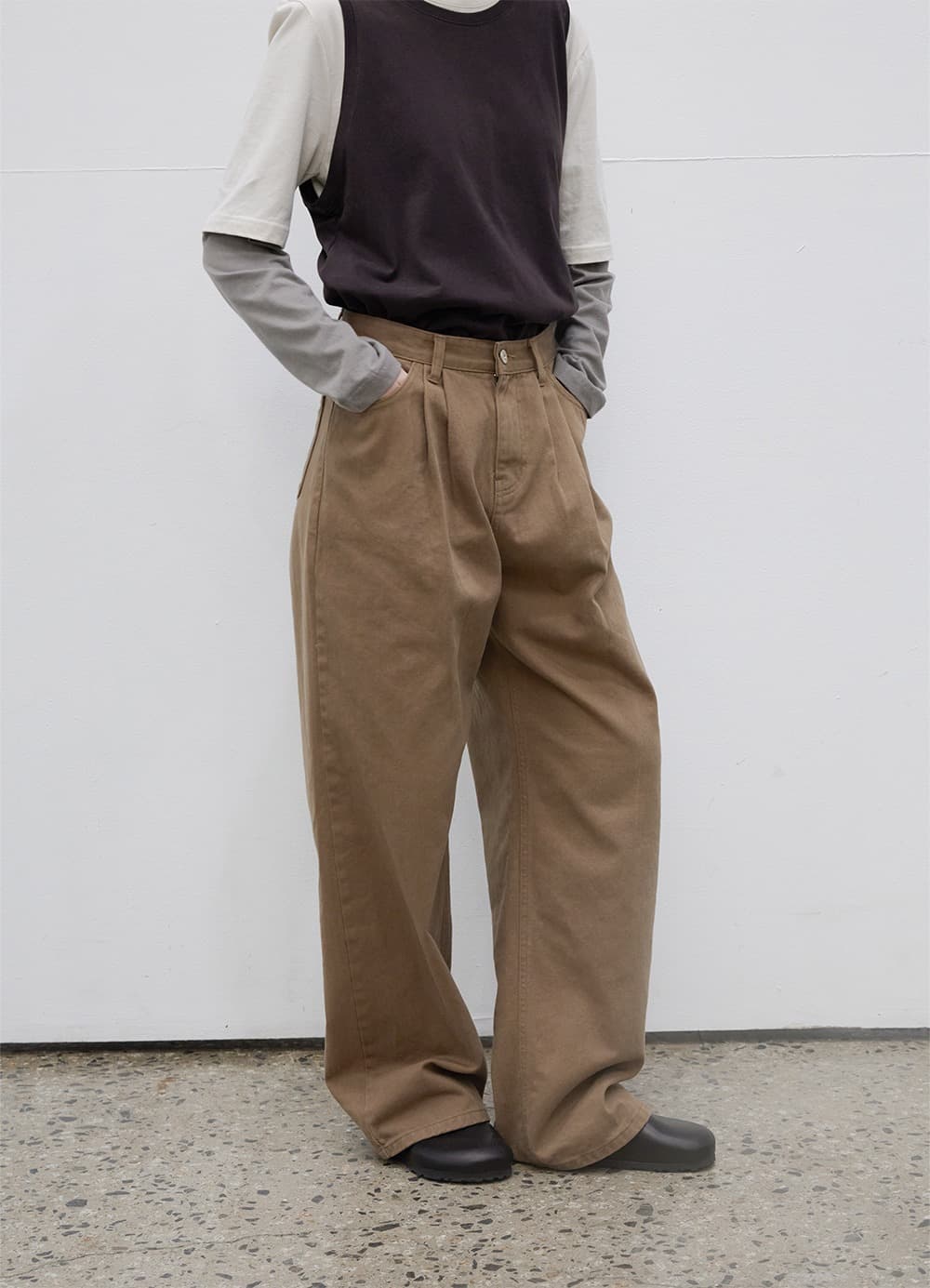 Overdyed Wide Denim - Sugar Brown