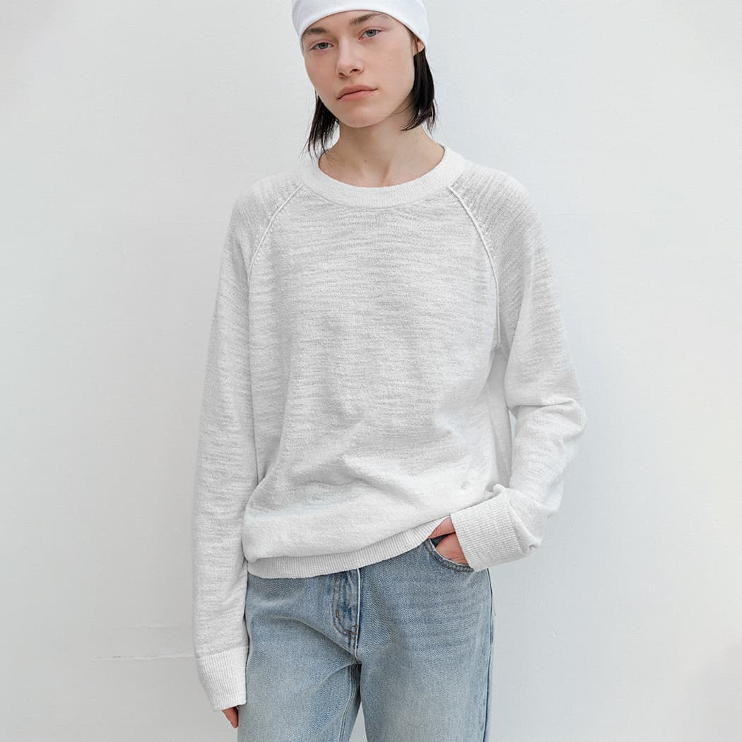 (T-7185)AN COTTON SLUB MINIMAL RAGLAN KNIT