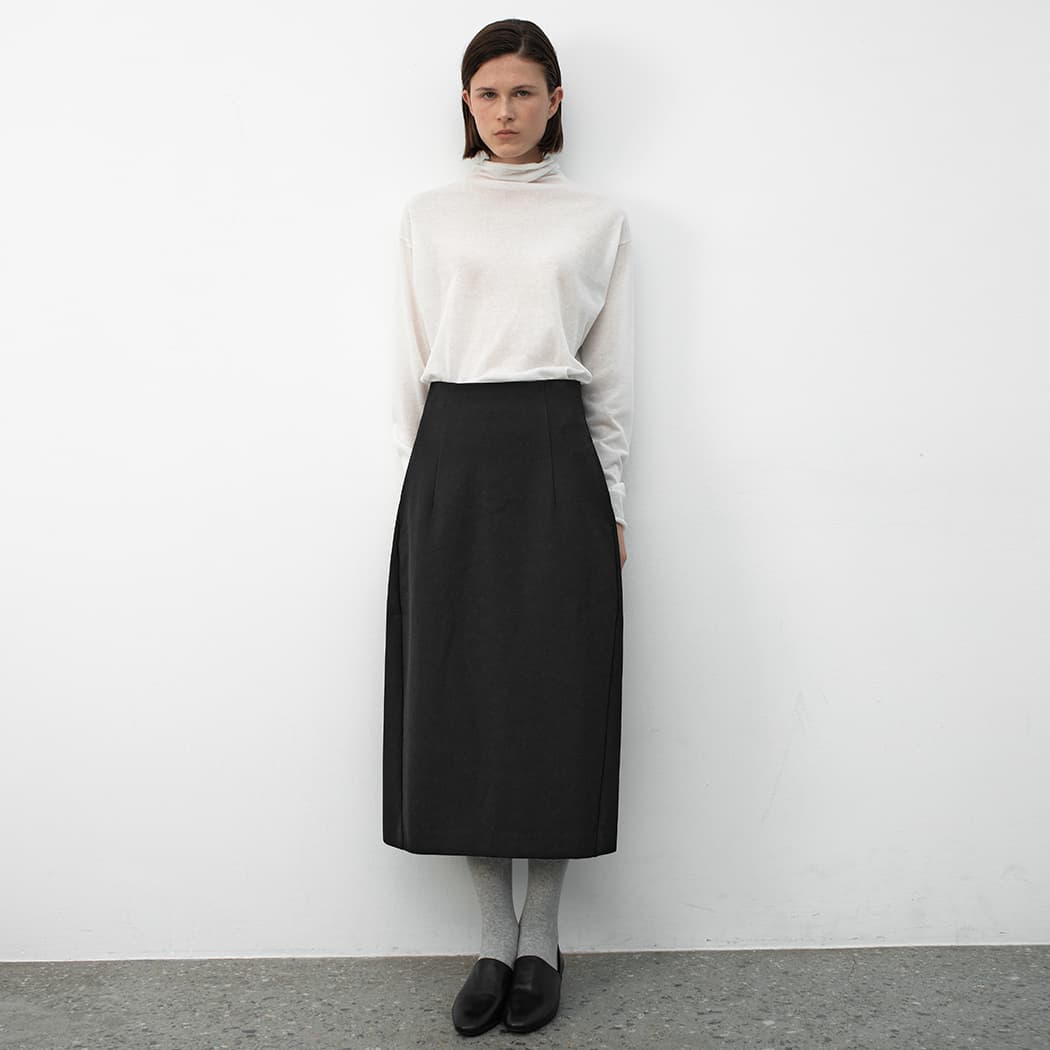 (SK-5054)OVAL CURVED LINE SKIRT