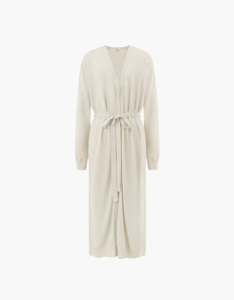 linen long robe cardigan - natural