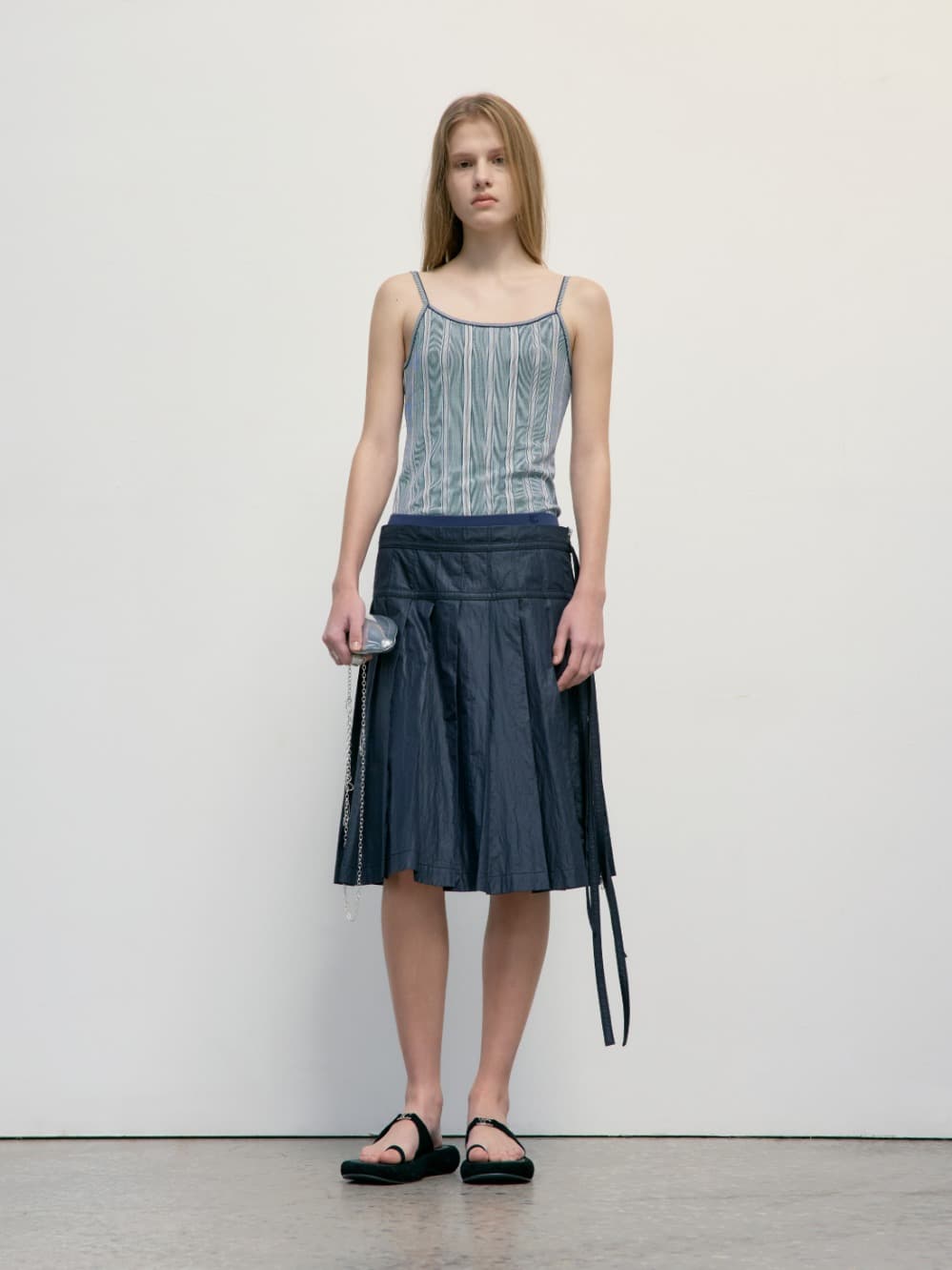 Pleated Zipper Skirt_Black