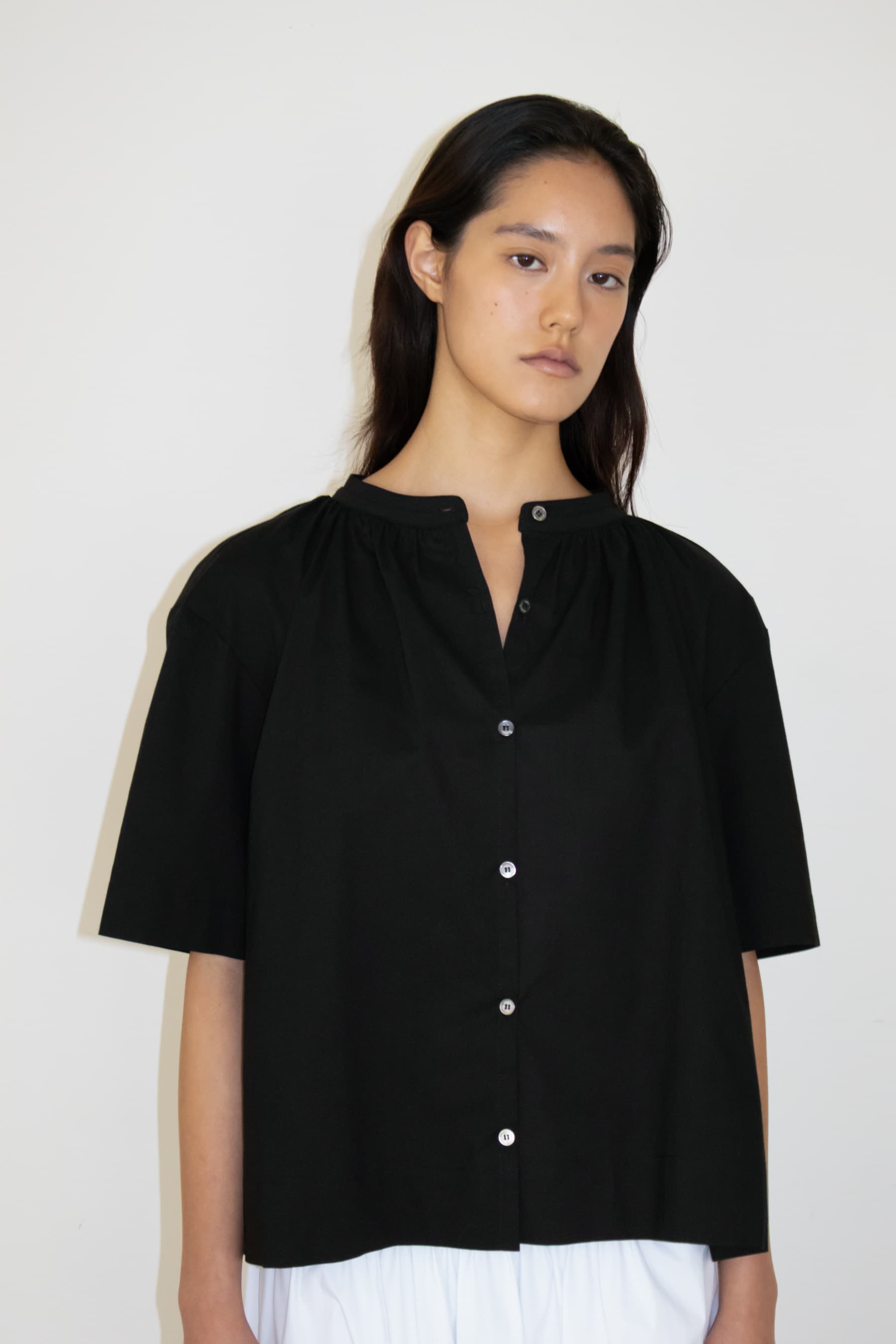 Cotton Back-Tie Blouse (Black)