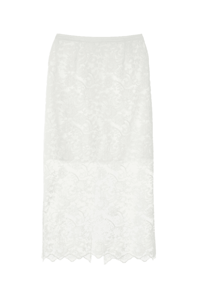 White Floral Lace Skirt (White)