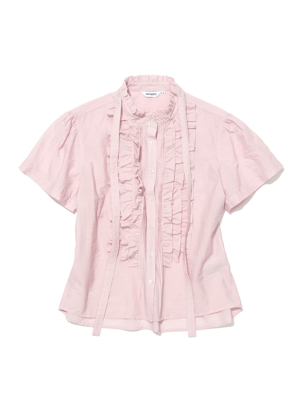 SCARF RUFFLE PINTUCK BLOUSE_PINK