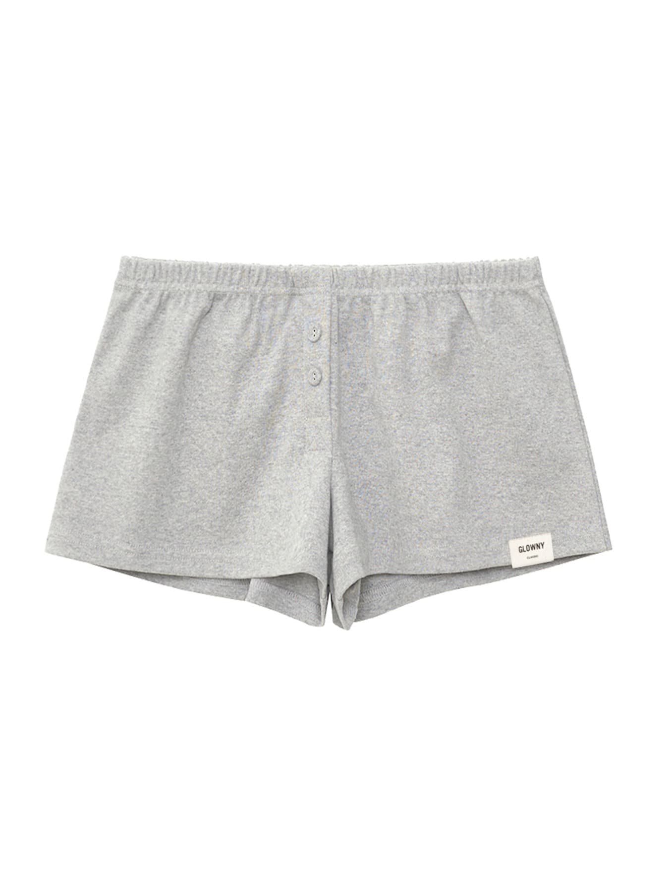BUTTON FLY MINI SHORTS (MELANGE GRAY)