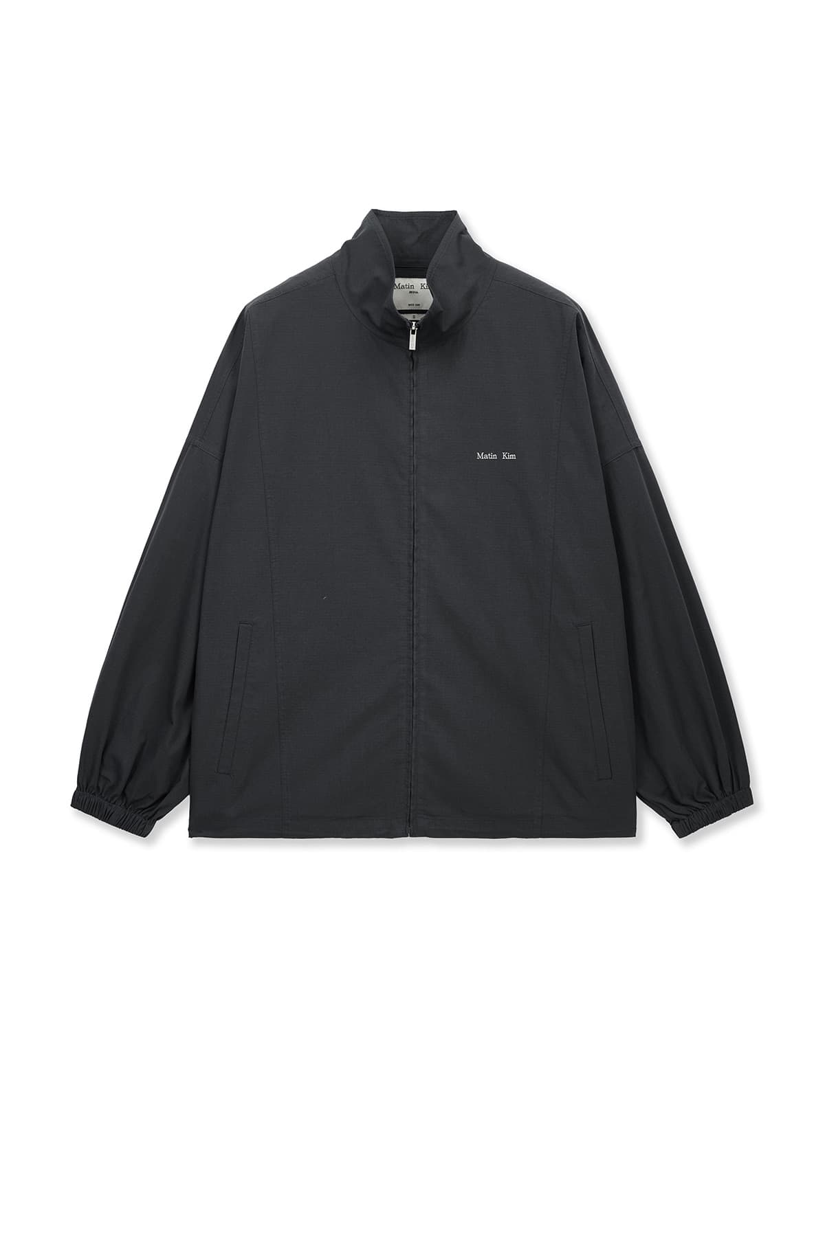 BACK LOGO HIGH NECK JUMPER IN CHARCOAL