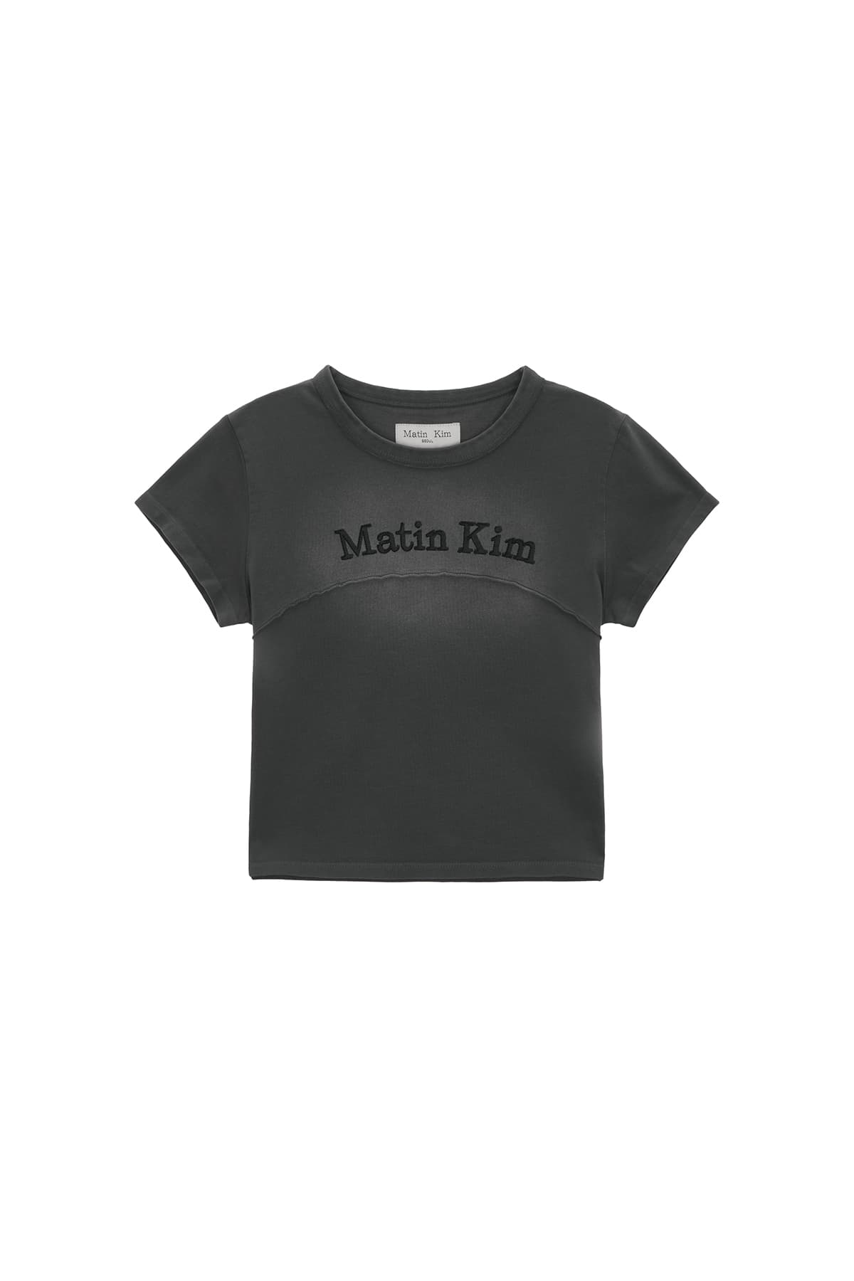 PIGMENT CUT OUT LOGO CROP TOP IN CHARCOAL